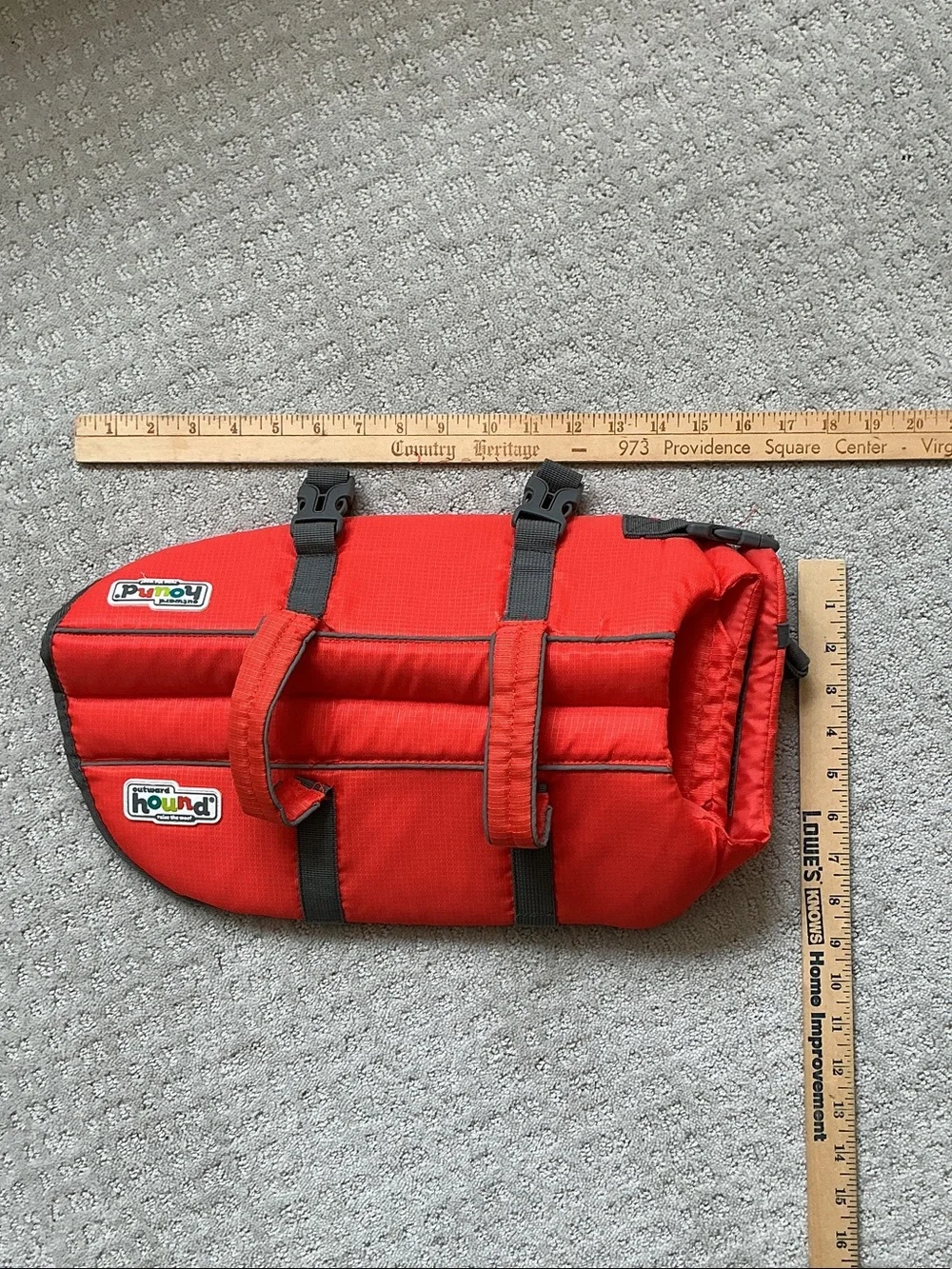 Outward Hound orange Red Padded dog life preserver jacket for boating and water